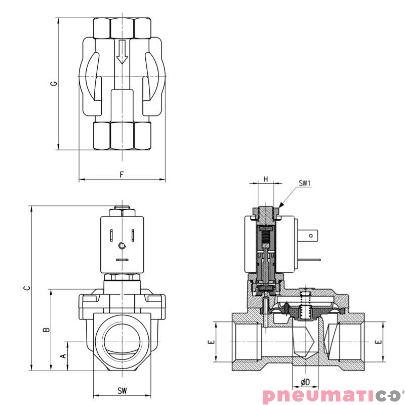 ELEKTROZAW&Oacute;R CAMOZZI CFB-A15P-E1 2/2 NO 3/4 EPDM