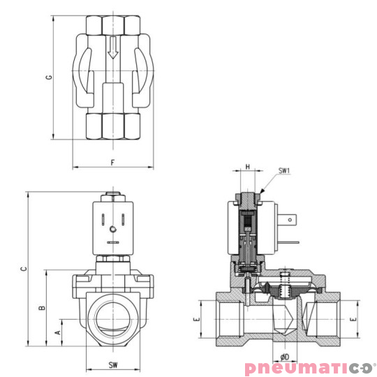 ELEKTROZAW&Oacute;R CAMOZZI CFB-A15P-E1 2/2 NO 3/4 EPDM