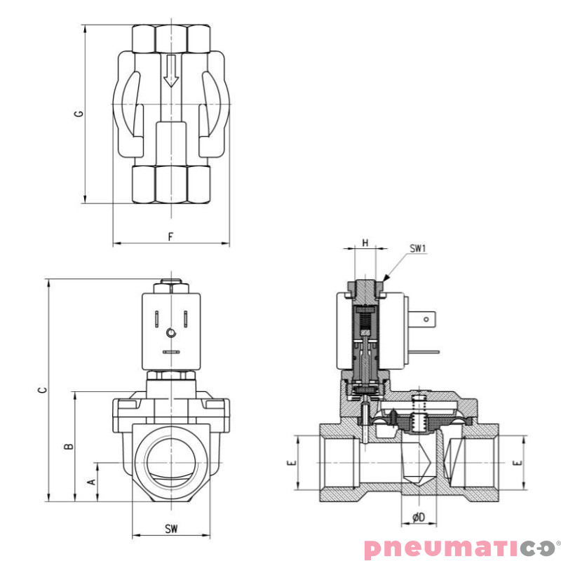 ELEKTROZAW&Oacute;R CAMOZZI CFB-A17T-W1 2/2 NO 1 1/4 FKM