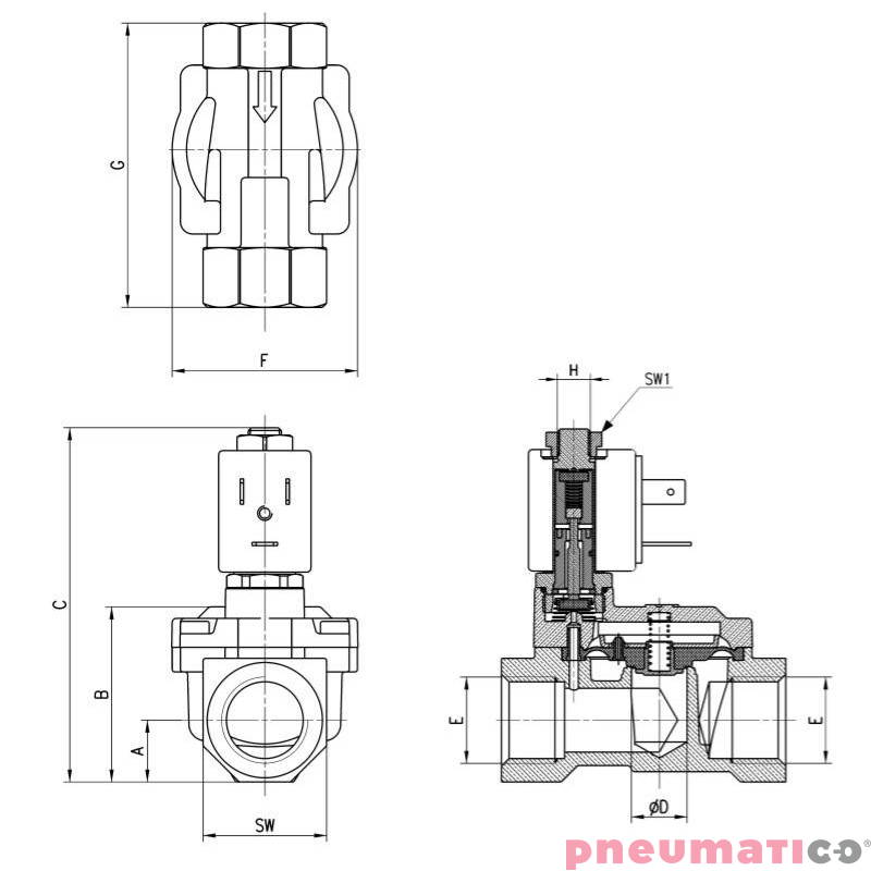 ELEKTROZAW&Oacute;R CAMOZZI CFB-A18X-W1 2/2 NO 1 1/2 FKM