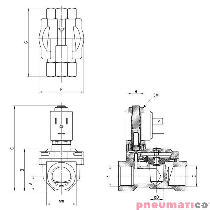 ELEKTROZAWÓR CAMOZZI CFB-A23L-E1 2/2 NC 3/8 EPDM ELEKTROZAWÓR CAMOZZI CFB-A23L-E1 2/2 NC 3/8 EPDM