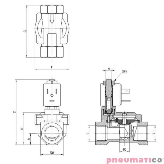 ELEKTROZAW&Oacute;R CAMOZZI CFB-A23L-W1 2/2 NC 3/8 FKM