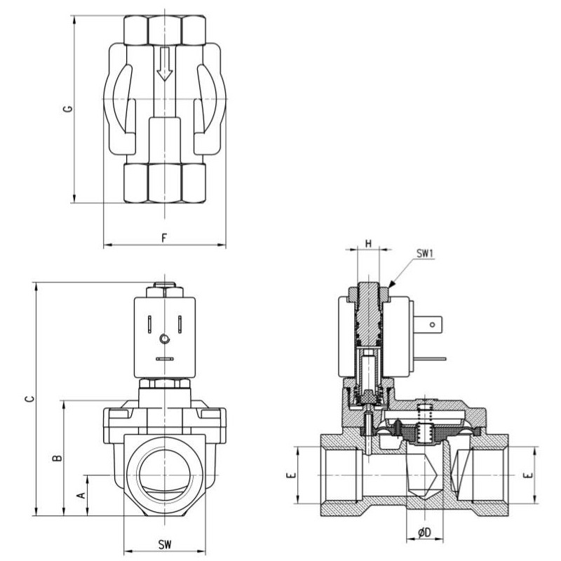 ELEKTROZAWÓR CAMOZZI CFB-A24N-E1 2/2 NC 1/2 EPDM ELEKTROZAWÓR CAMOZZI CFB-A24N-E1 2/2 NC 1/2 EPDM