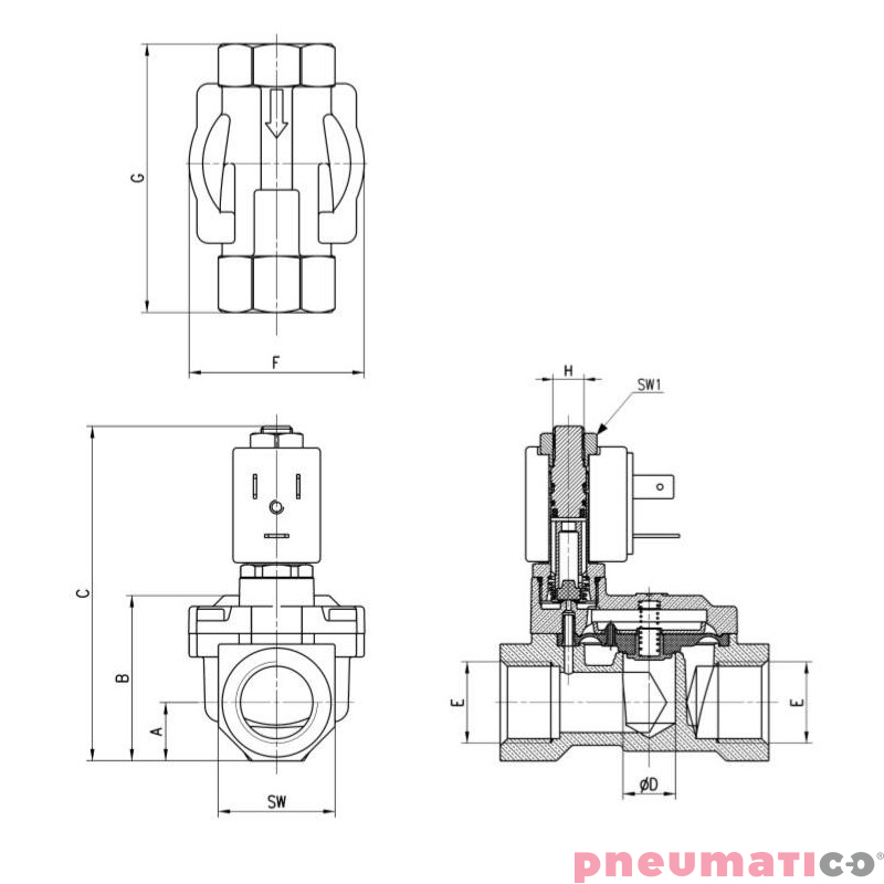 ELEKTROZAWÓR CAMOZZI CFB-A24N-R1-B7E 2/2 NC 1/2 NBR ELEKTROZAWÓR CAMOZZI CFB-A24N-R1-B7E 2/2 NC 1/2 NBR
