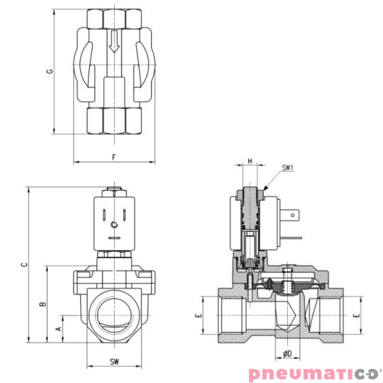 ELEKTROZAWÓR CAMOZZI CFB-A24N-R1-B7H 2/2 NC 1/2 NBR ELEKTROZAWÓR CAMOZZI CFB-A24N-R1-B7H 2/2 NC 1/2 NBR