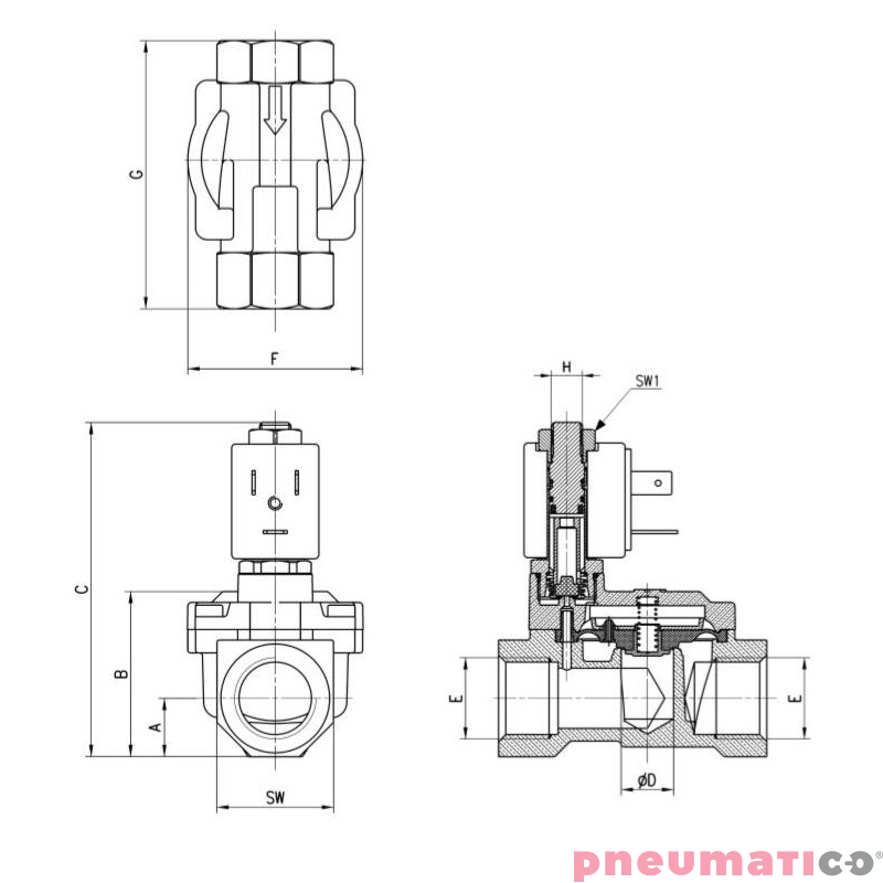 ELEKTROZAW&Oacute;R CAMOZZI CFB-A24N-W1-B73 2/2 NC 1/2 FKM