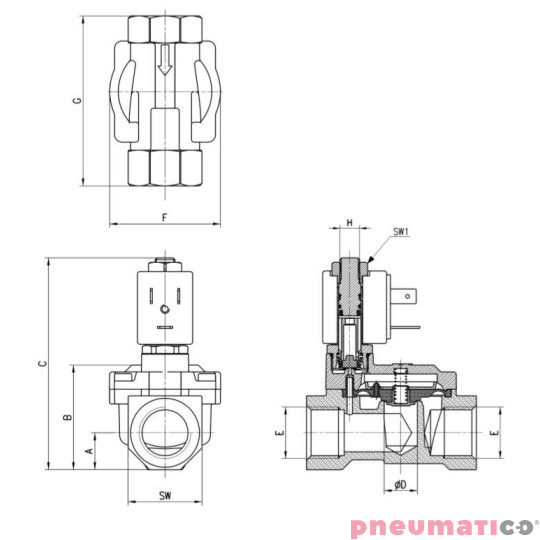 ELEKTROZAW&Oacute;R CAMOZZI CFB-A24N-W1-B73 2/2 NC 1/2 FKM