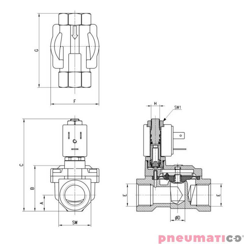 ELEKTROZAWÓR CAMOZZI CFB-A25P-E1 2/2 NC 3/4 EPDM ELEKTROZAWÓR CAMOZZI CFB-A25P-E1 2/2 NC 3/4 EPDM