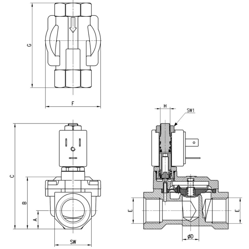 ELEKTROZAW&Oacute;R CAMOZZI CFB-A25P-R1 2/2 NC G3/4
