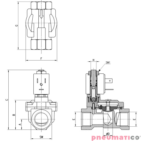 ELEKTROZAW&Oacute;R CAMOZZI CFB-A25P-R1-B73 2/2 NC 3/4 NBR
