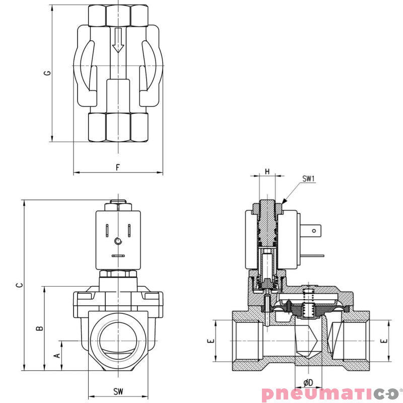 ELEKTROZAW&Oacute;R CAMOZZI CFB-A25P-R1-B7B 2/2 NC 3/4 NBR