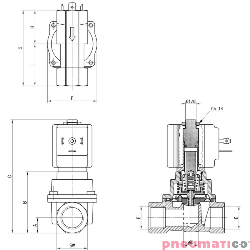 ELEKTROZAW&Oacute;R CAMOZZI CFB-B24N-W1 2/2 NC G 1/2