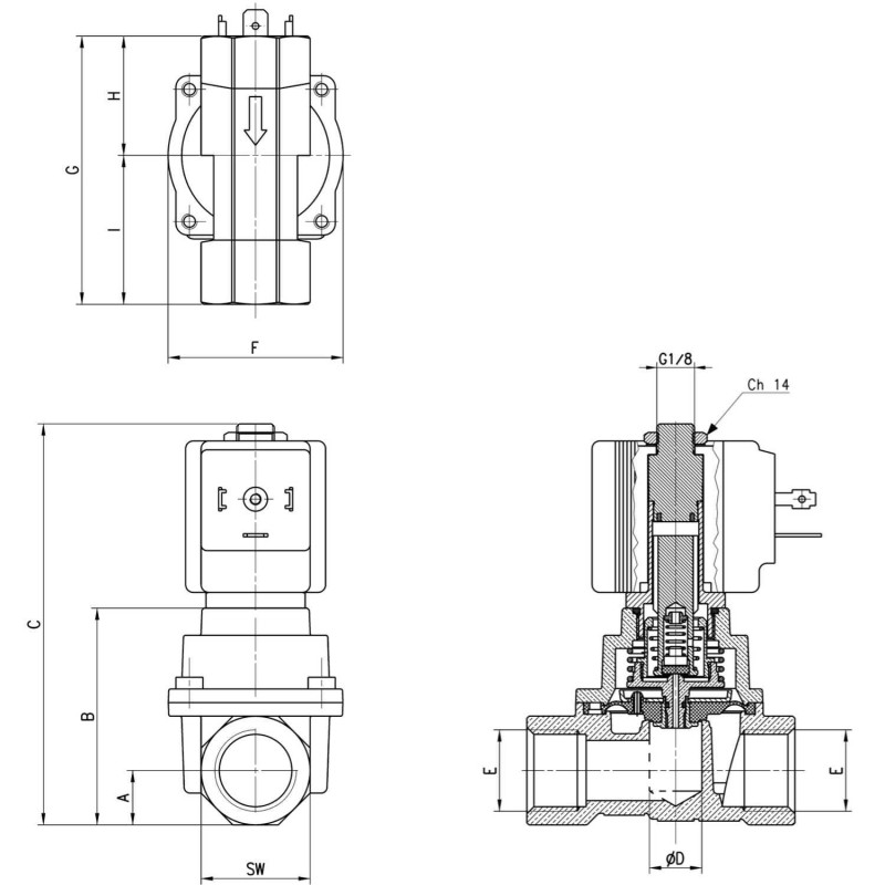 ELEKTROZAWÓR CAMOZZI CFB-B24N-W1-B93 2/2 NC 1/2 FKM ELEKTROZAWÓR CAMOZZI CFB-B24N-W1-B93 2/2 NC 1/2 FKM