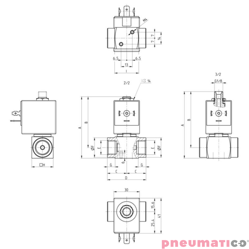 ELEKTROZAW&Oacute;R CAMOZZI CFB-D21A-WX 2/2 NC 1/8 FKM INOX