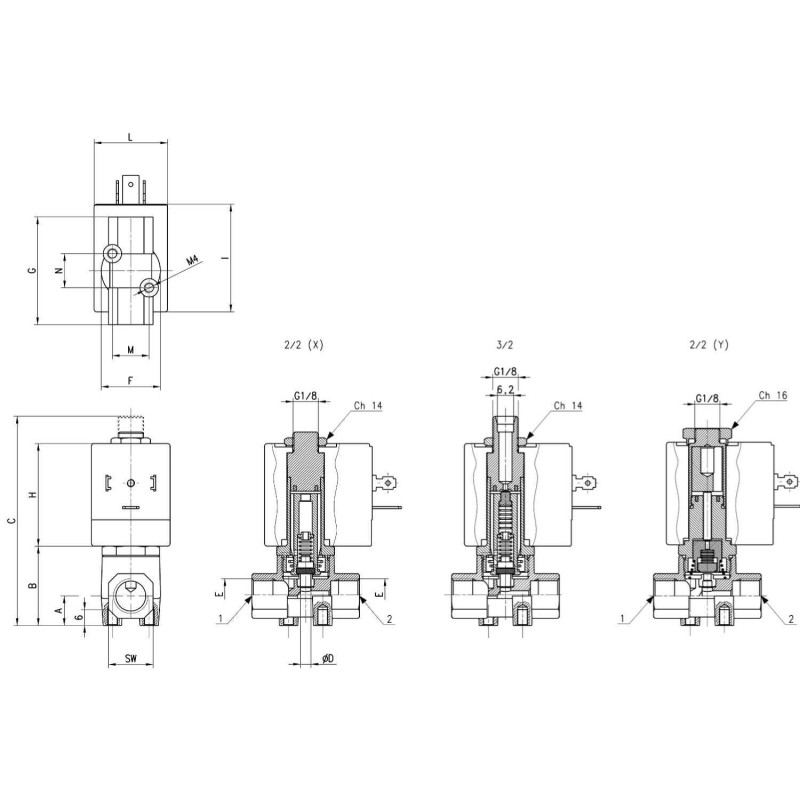 ELEKTROZAW&Oacute;R CAMOZZI CFB-D21C-WX 2/2 NC 1/8 FKM INOX