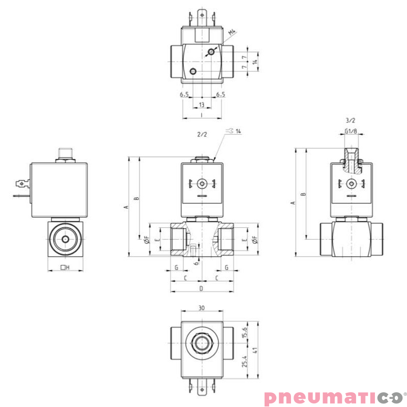 ELEKTROZAW&Oacute;R CAMOZZI CFB-D22B-WX 2/2 NC 1/4 FKM INOX