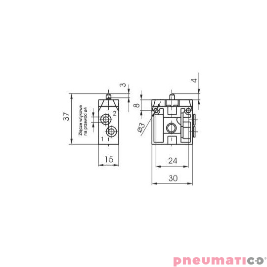 Zawór ręczny ze sprężyną, przyłącze boczne 2/2 NZ PNEUMAX Zawór ręczny ze sprężyną, przyłącze boczne 2/2 NZ PNEUMAX