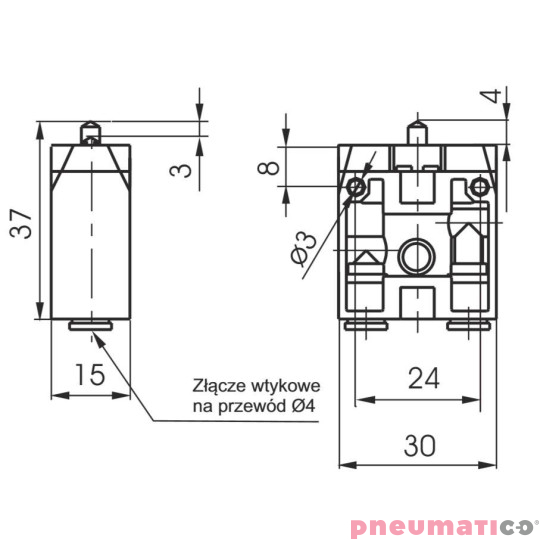Zawór ręczny ze sprężyną, przyłącze dolne 3/2 NZ PNEUMAX Zawór ręczny ze sprężyną, przyłącze dolne 3/2 NZ PNEUMAX