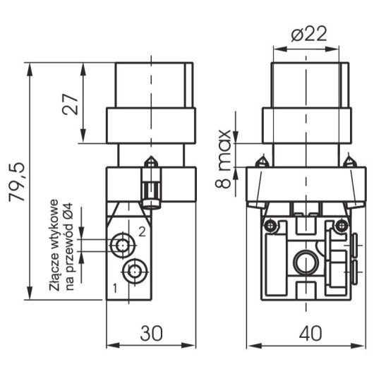 Zawór ręczny - przełącznik krótki 3/2 NC PNEUMAX Zawór ręczny - przełącznik krótki 3/2 NC PNEUMAX