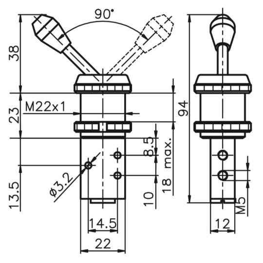 Zawór ręczny - dźwignia panel - dwupozycyjna 3/2 PNEUMAX Zawór ręczny - dźwignia panel - dwupozycyjna 3/2 PNEUMAX