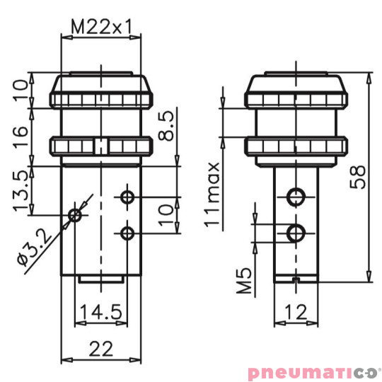 Zaw&oacute;r ręczny - przycisk sprężyna 3/2 PNEUMAX
