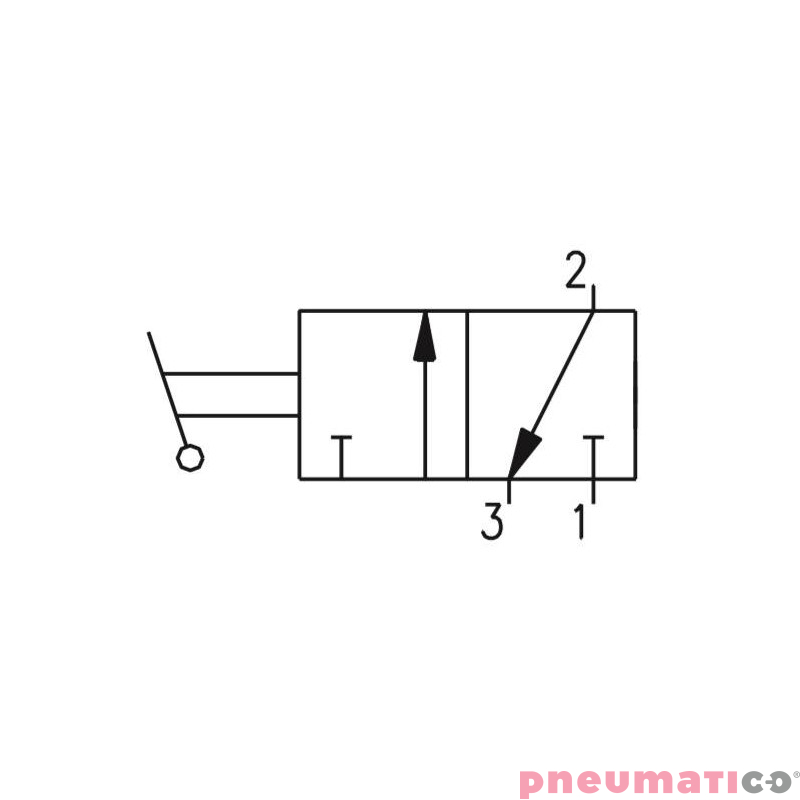 Zaw&oacute;r ręczny - dźwignia w osi zaworu - dwupozycyjny 3/2 PNEUMAX