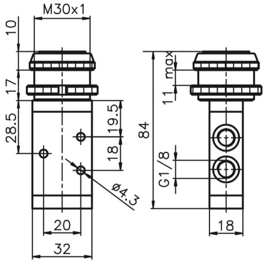 Zawór ręczny - przycisk sprężyna 3/2 PNEUMAX Zawór ręczny - przycisk sprężyna 3/2 PNEUMAX