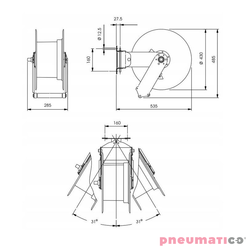 Zwijadło pneumatyczne profesjonalne MAVEL 860910 16mm 20m Zwijadło pneumatyczne profesjonalne MAVEL 860910 16mm 20m
