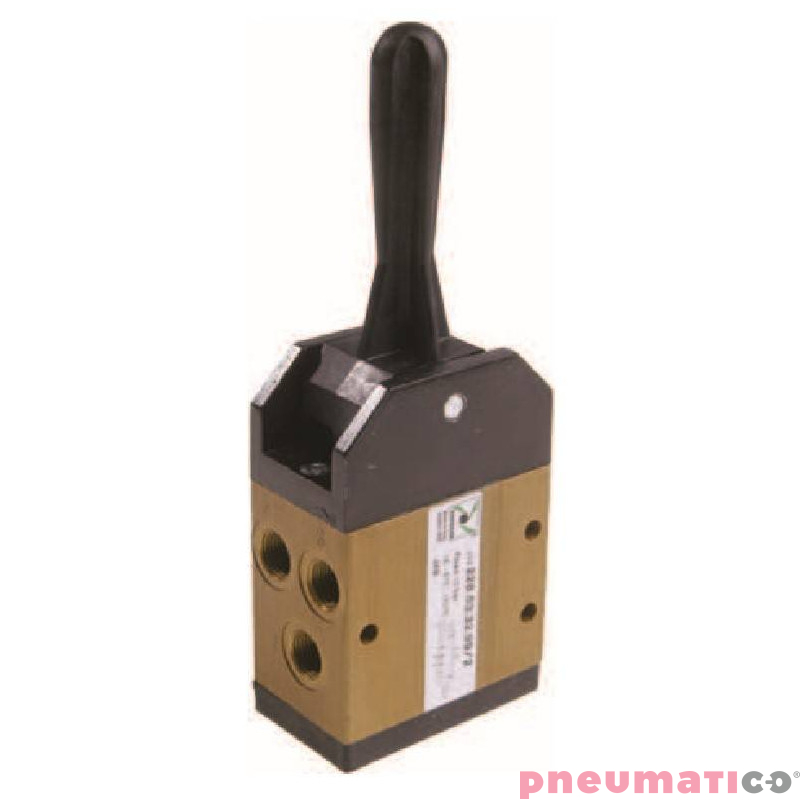 Zaw&oacute;r ręczny - dźwignia w osi, 3-pozycje, powr&oacute;t do środka sprężyną 5/3 PNEUMAX