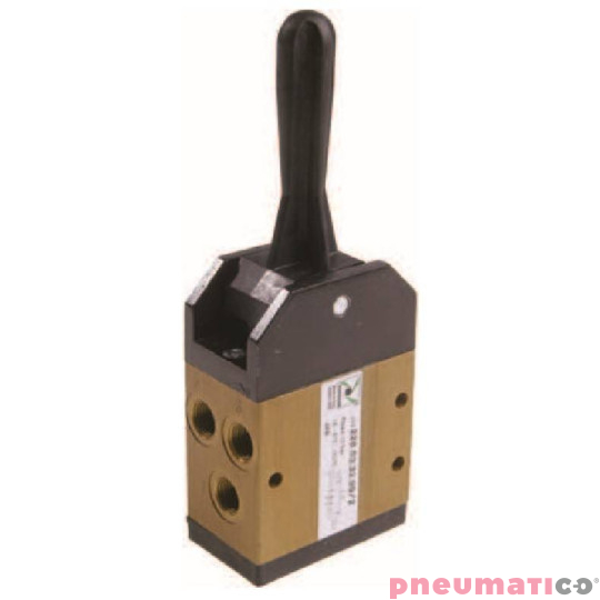 Zaw&oacute;r ręczny - dźwignia w osi, 3-pozycje, powr&oacute;t do środka sprężyną 5/3 PNEUMAX