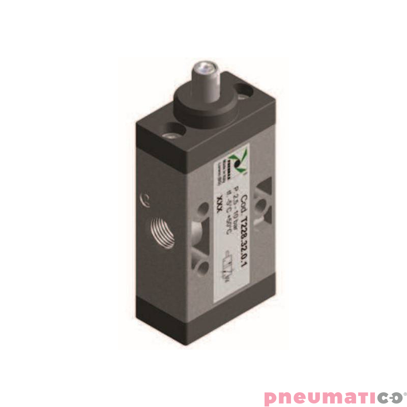 Zaw&oacute;r ręczny - popychacz sprężyna 3/2 PNEUMAX