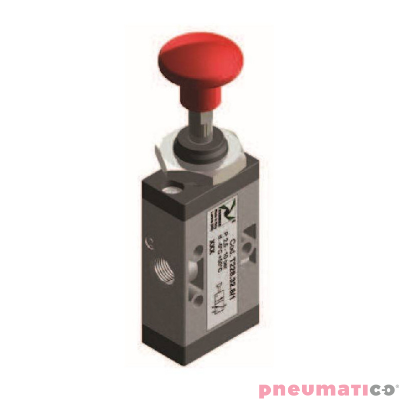 Zawór ręczny - przycisk - cięgno, dwupozycyjny 3/2 PNEUMAX Zawór ręczny - przycisk - cięgno, dwupozycyjny 3/2 PNEUMAX