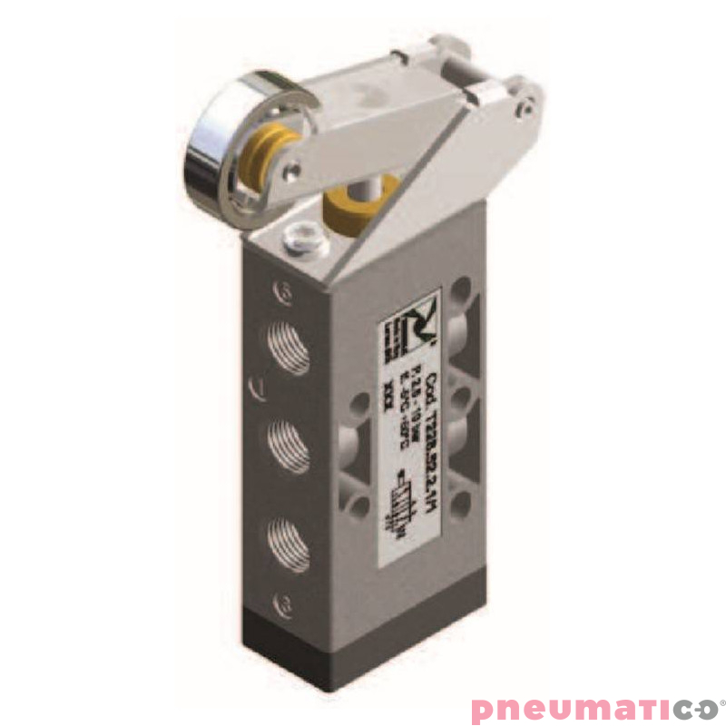 Zaw&oacute;r ręczny - dźwignia z rolką (łożysko kulkowe) - sprężyna 5/2 PNEUMAX