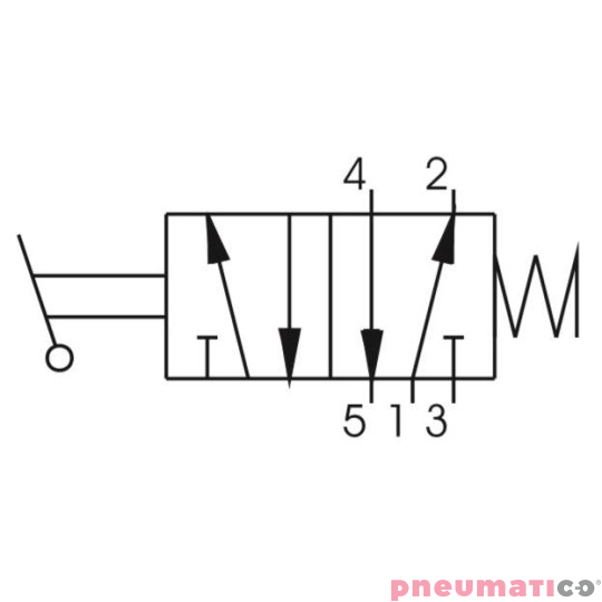 Zaw&oacute;r ręczny - dźwignia boczna sprężyna 5/2 PNEUMAX