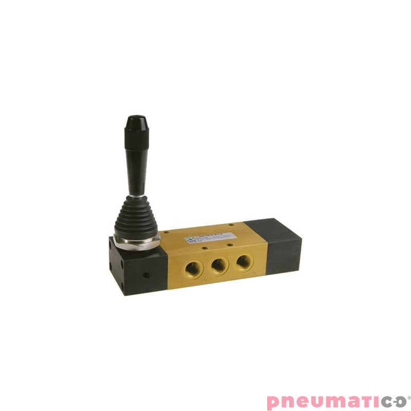 Zaw&oacute;r ręczny - dźwignia boczna tr&oacute;jpozycyjna - powr&oacute;t sprężyną do poz. środkowej 5/3 PNEUMAX