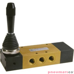 Zaw&oacute;r ręczny - dźwignia boczna tr&oacute;jpozycyjna - powr&oacute;t sprężyną do poz. środkowej 5/3 PNEUMAX