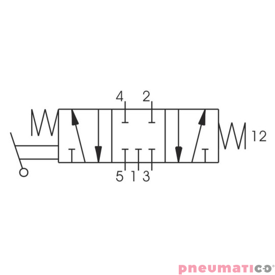 Zaw&oacute;r ręczny - dźwignia boczna tr&oacute;jpozycyjna - powr&oacute;t sprężyną do poz. środkowej 5/3 PNEUMAX