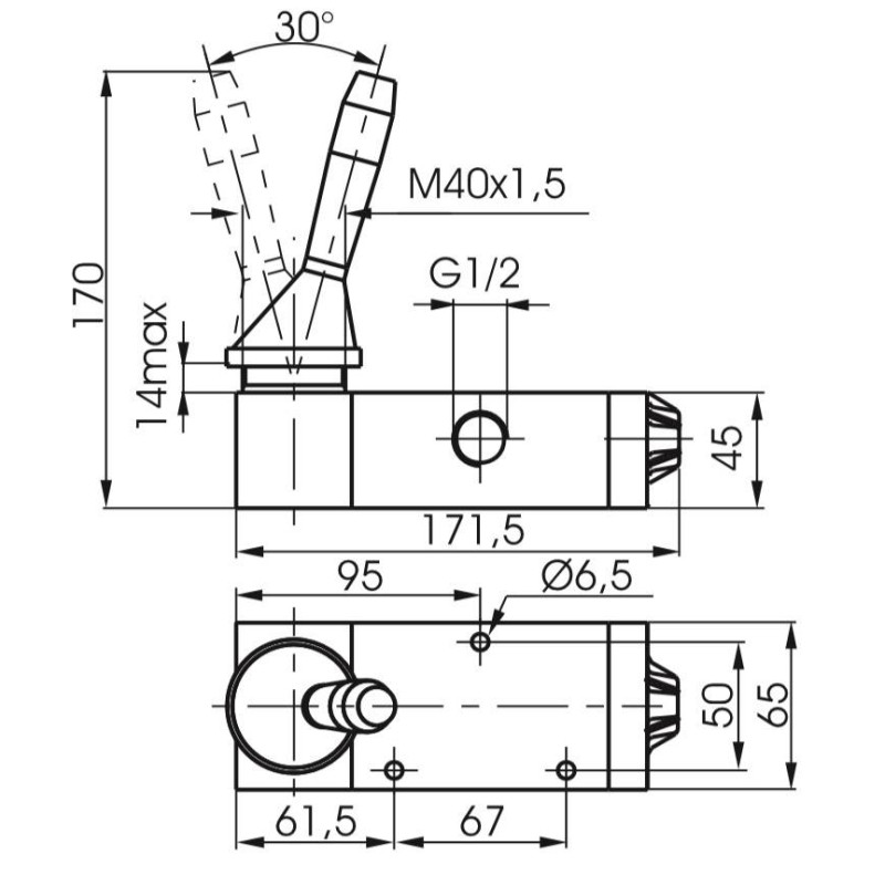 Zawór ręczny - dźwignia boczna dwupozycyjna 3/2 PNEUMAX Zawór ręczny - dźwignia boczna dwupozycyjna 3/2 PNEUMAX