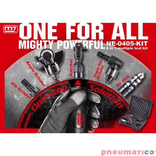 Zestaw narzędzi pneumatycznych 5 w1 M7 NE-0405-KIT Zestaw narzędzi pneumatycznych 5 w1 M7 NE-0405-KIT