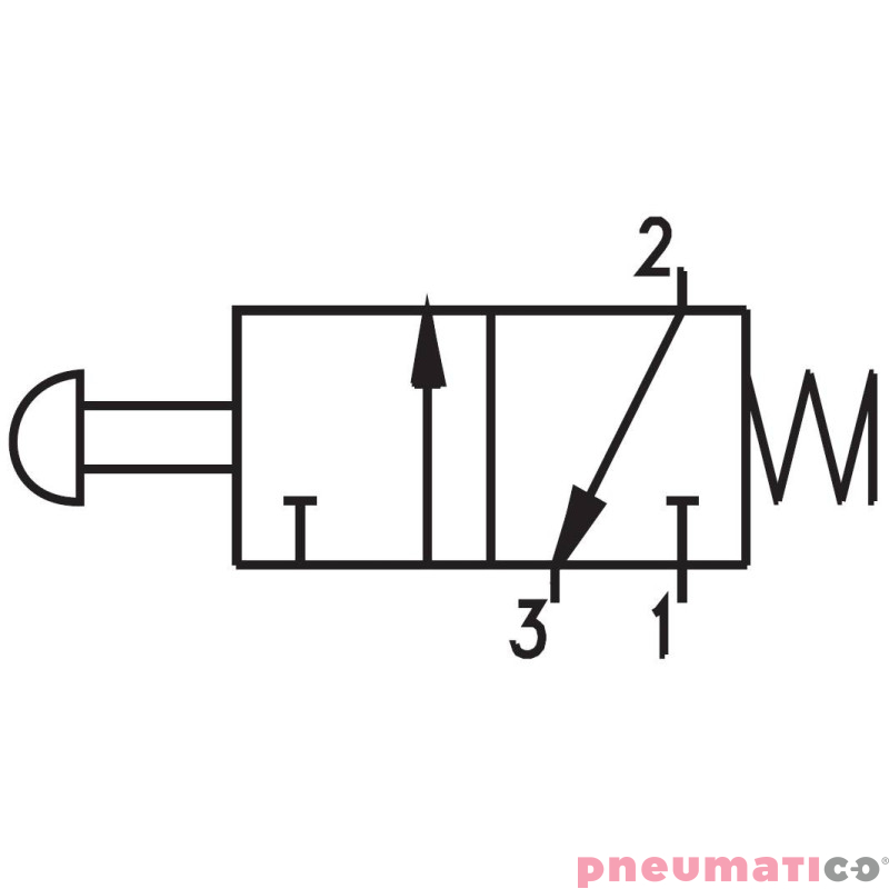 Zaw&oacute;r ręczny wystający przycisk - sprężyna 3/2 NC PNEUMAX