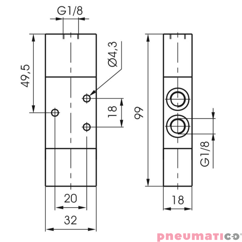 Zawór pneumatyczny - bistabilny 3/2 PNEUMAX Zawór pneumatyczny - bistabilny 3/2 PNEUMAX