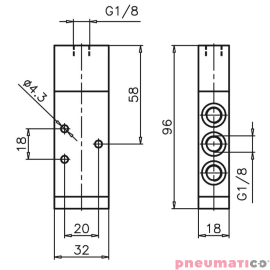 Zawór pneumatyczny - sprężyna 5/2 PNEUMAX Zawór pneumatyczny - sprężyna 5/2 PNEUMAX