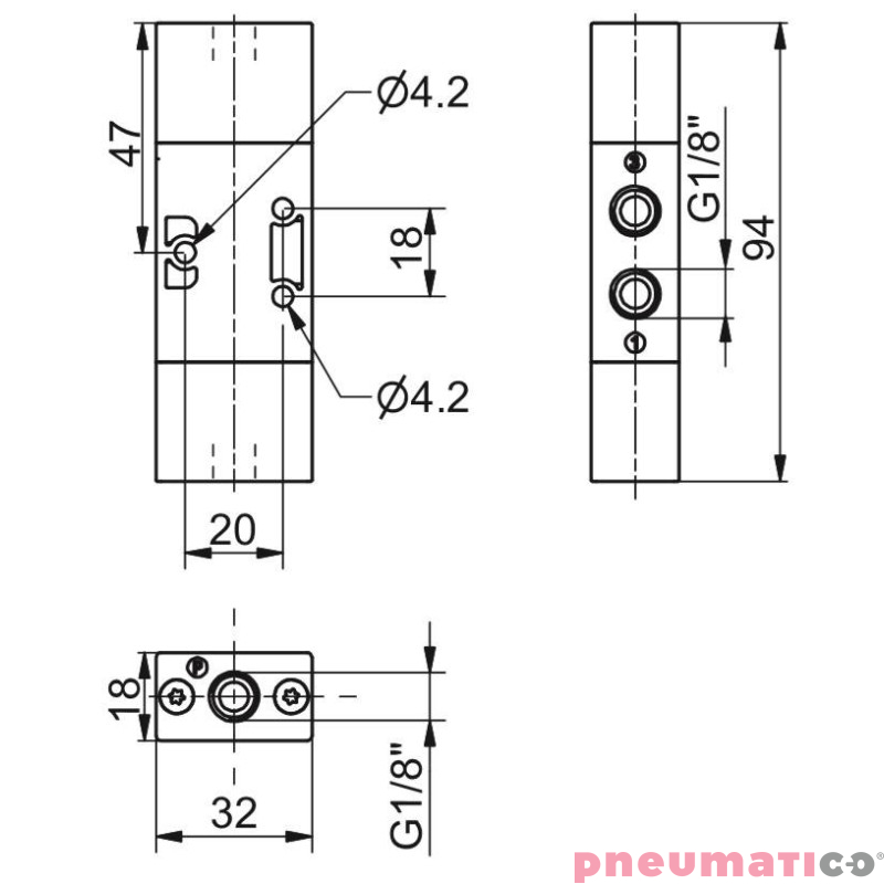 Zawór pneumatyczny - bistabilny 3/2 PNEUMAX Zawór pneumatyczny - bistabilny 3/2 PNEUMAX