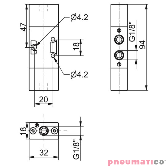 Zawór pneumatyczny - bistabilny 3/2 PNEUMAX Zawór pneumatyczny - bistabilny 3/2 PNEUMAX