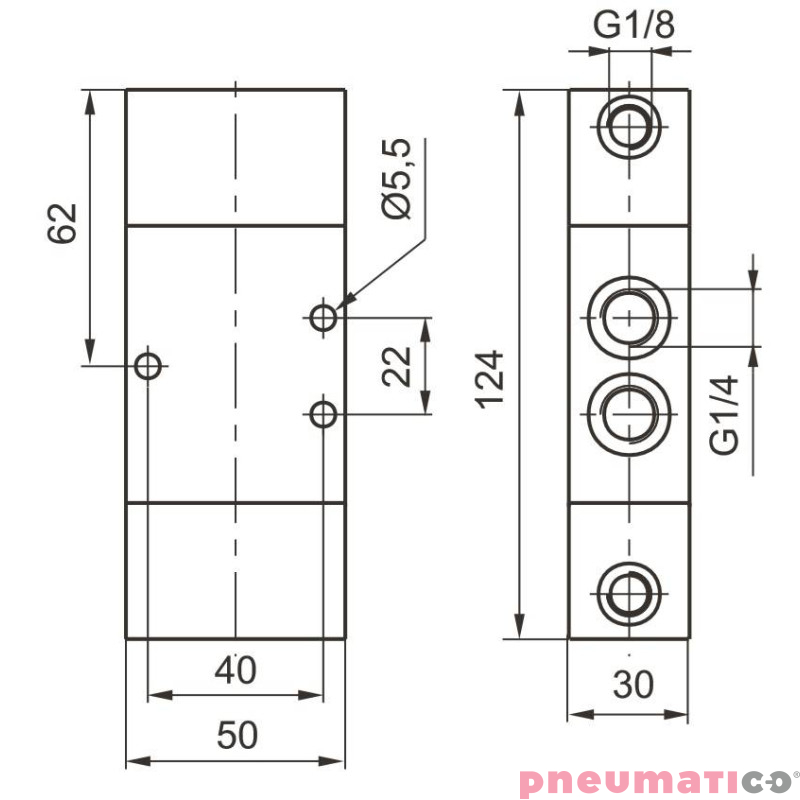 Zawór pneumatyczny - bistabilny 3/2 PNEUMAX Zawór pneumatyczny - bistabilny 3/2 PNEUMAX