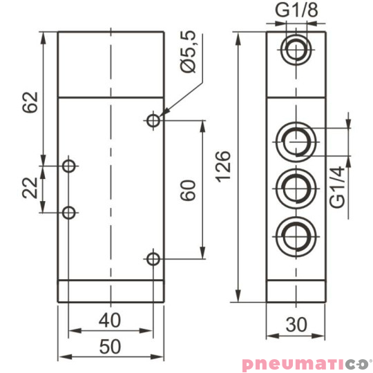 Zawór pneumatyczny - sprężyna 5/2 PNEUMAX Zawór pneumatyczny - sprężyna 5/2 PNEUMAX