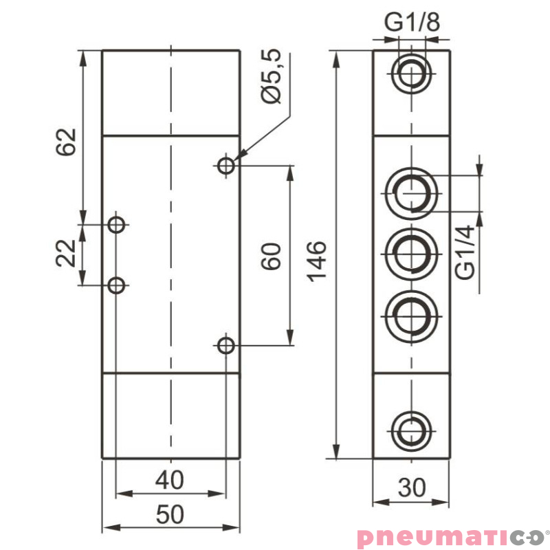 Zawór pneumatyczny - bistabilny 5/2 PNEUMAX Zawór pneumatyczny - bistabilny 5/2 PNEUMAX