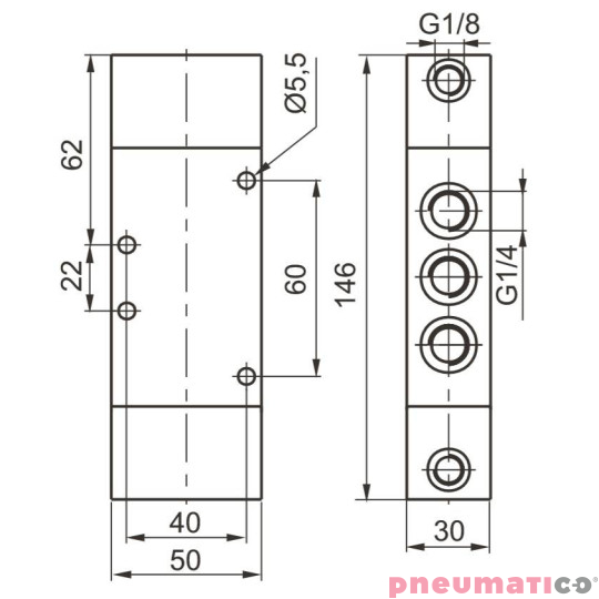 Zawór pneumatyczny - bistabilny 5/2 PNEUMAX Zawór pneumatyczny - bistabilny 5/2 PNEUMAX