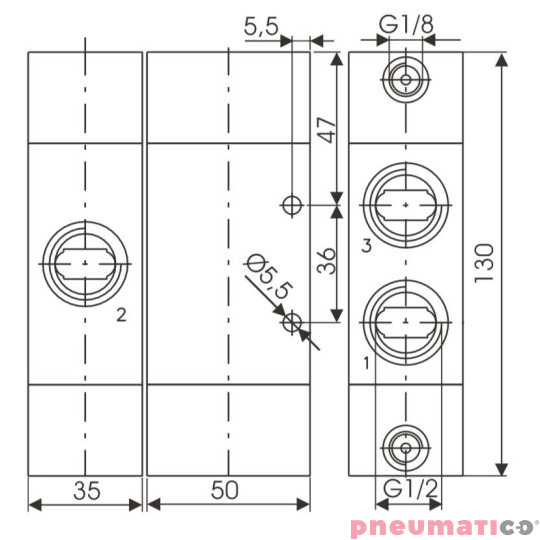Zawór pneumatyczny - bistabilny 3/2 PNEUMAX Zawór pneumatyczny - bistabilny 3/2 PNEUMAX