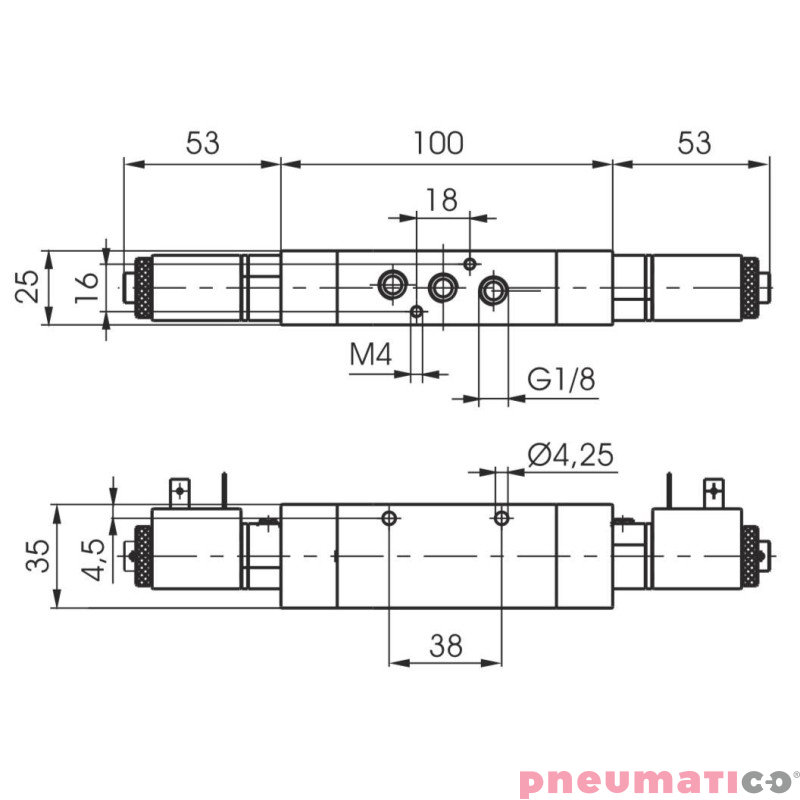 Zaw&oacute;r elektromagnetyczny - cewka - cewka 5/2 PNEUMAX 488.52.0.0.M